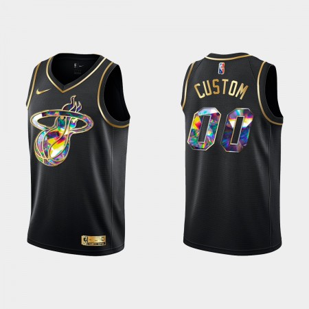 Miami Heat Custom Nike 2021-22 Musta Golden Edition 75th Anniversary Diamond Pelipaidat Swingman - Miesten